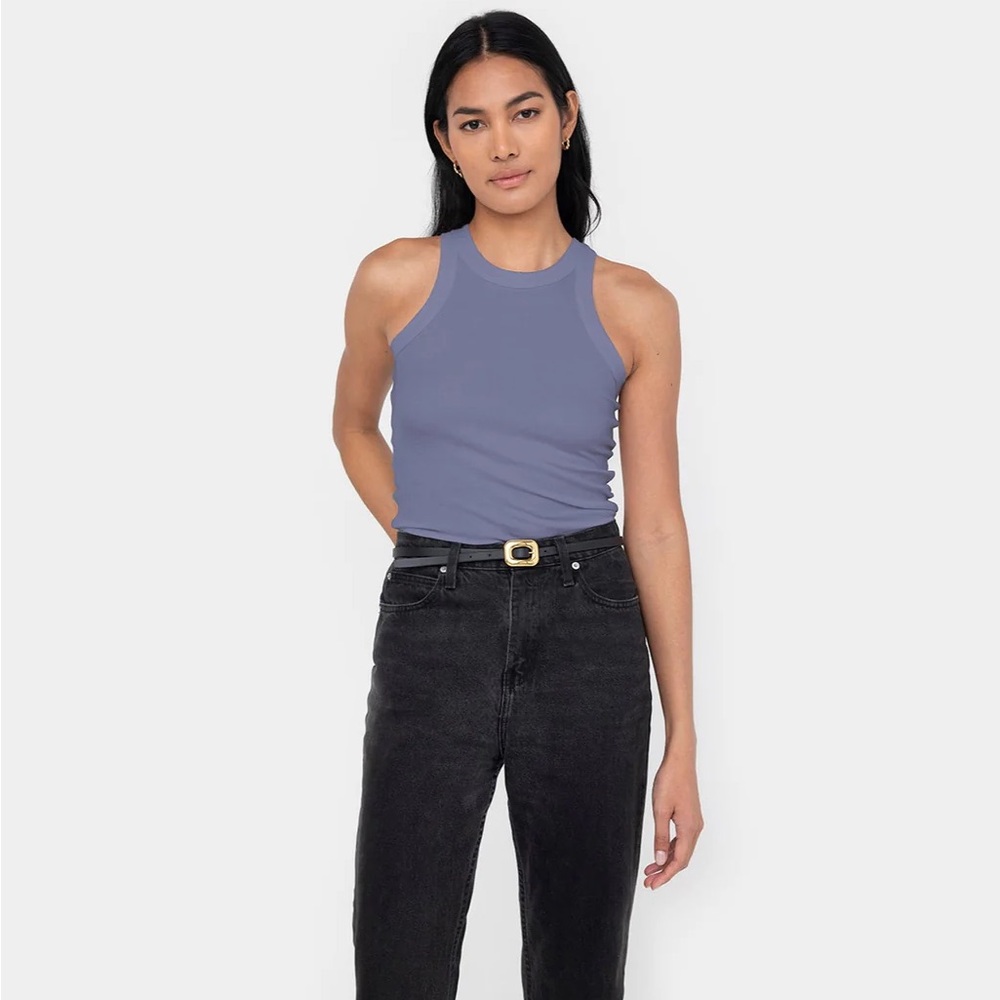 Blue racer tank top ribbed